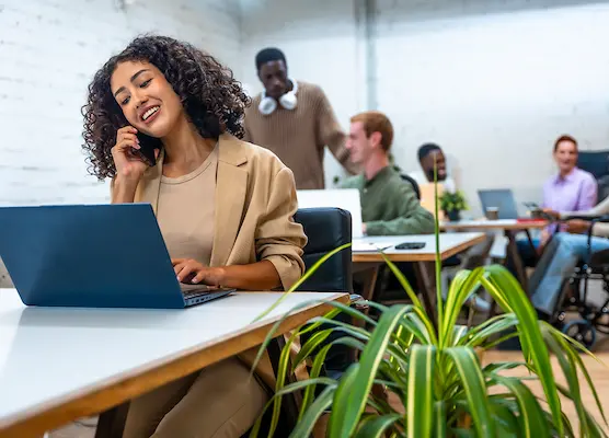 Woman serving retail customer