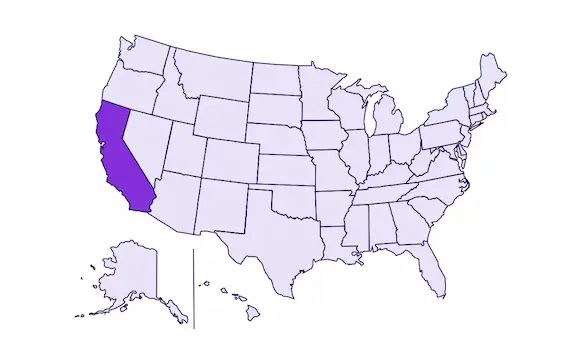 Image of USA with California state highlighted