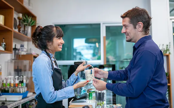 New Jersey business owner taking care of customer