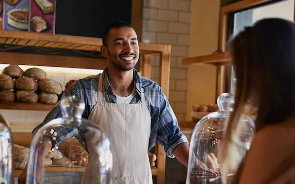 Ohio business owner taking care of customer