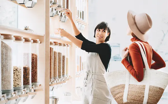 Virginia business owner taking care of customer