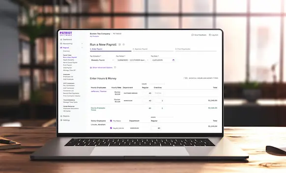 Laptop being used to run payroll.