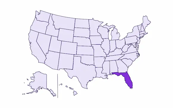 Image of USA with Florida state highlighted