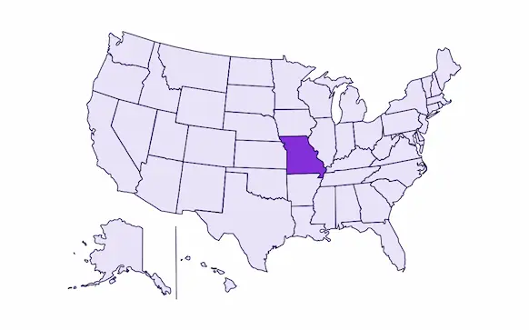 Image of USA with Missouri state highlighted