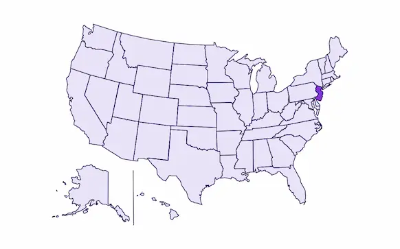 Image of USA with New Jersey state highlighted