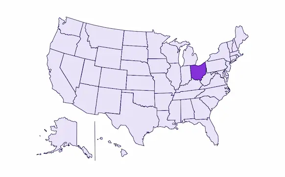 Image of USA with Ohio state highlighted