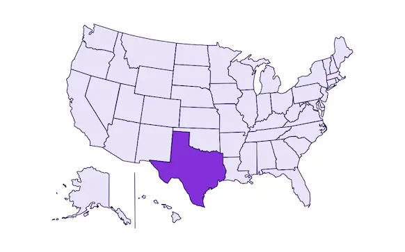 Image of USA with Texas state highlighted