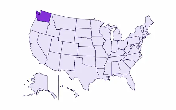 Image of USA with Washington state highlighted