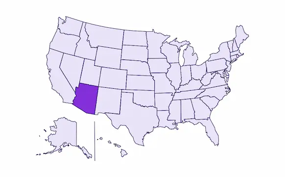 Image of USA with Arizona state highlighted