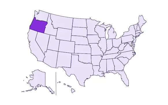 Image of USA with Oregon state highlighted
