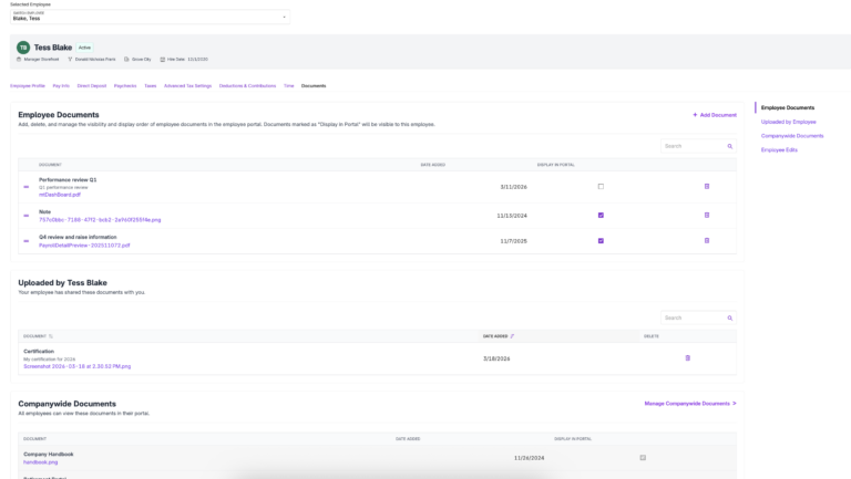 example of documents shared with employer by employee