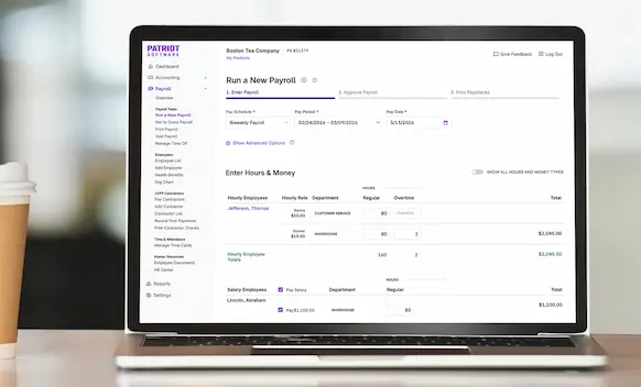 Laptop being used to run payroll.