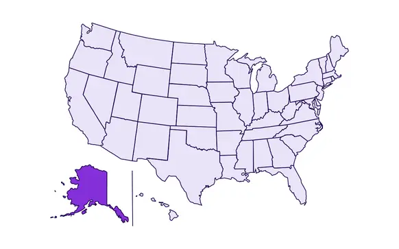 Image of USA with Alaska highlighted