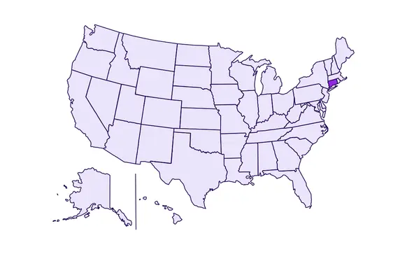 Image of USA with Connecticut state highlighted