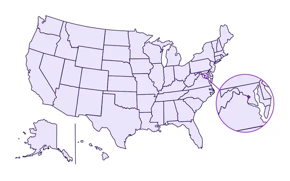 Image of USA with Washington D.C. highlighted
