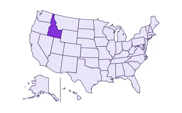 Image of USA with Idaho state highlighted