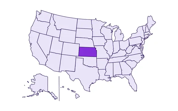Image of USA with Kansas state highlighted