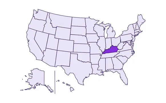 Image of USA with Kentucky state highlighted