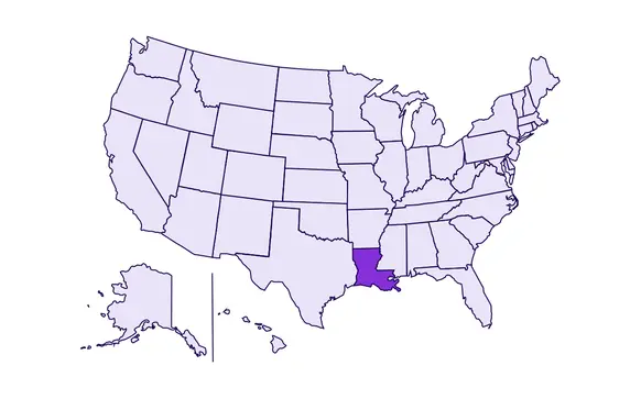 Image of USA with Louisiana state highlighted