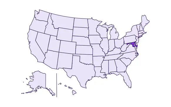 Image of USA with Maryland state highlighted