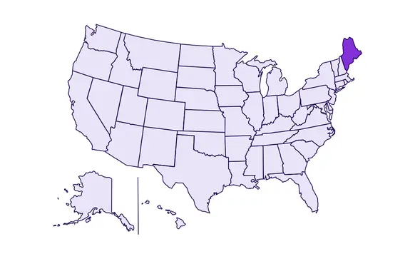 Image of USA with Maine highlighted
