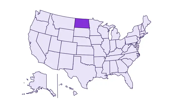 Image of USA with North Dakota highlighted