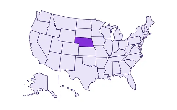 Image of USA with Nebraska state highlighted