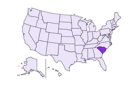 Image of USA with South Carolina state highlighted