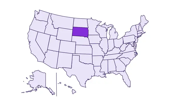 Image of USA with South Dakota state highlighted