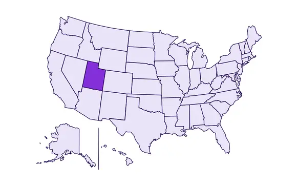 Image of USA with Utah state highlighted