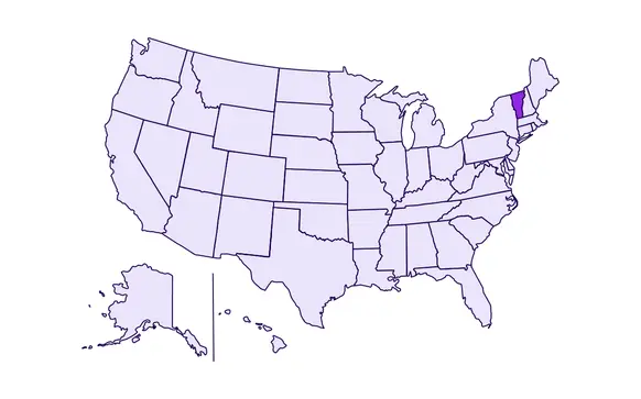 Image of USA with Vermont highlighted