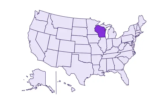 Image of USA with Wisconsin state highlighted
