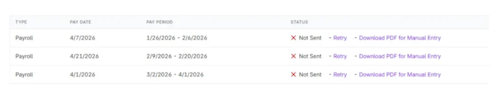 example of quickbooks online integration status report