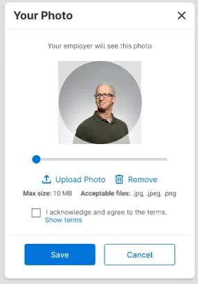 example of how to remove a profile picture in Patriot's employee web portal.