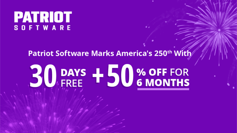 Patriot Software marks America's 250th with 30 days free + 50% off for 6 months.