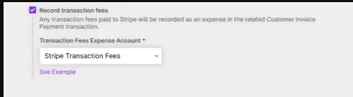 example of stripe payment setting choosing the expense account