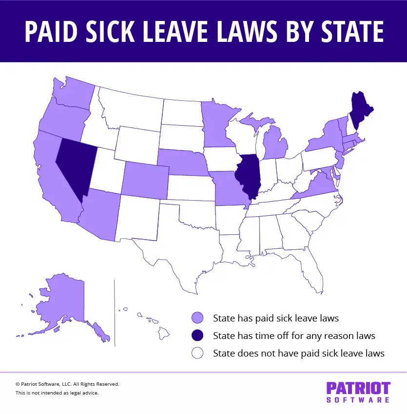 Map showing paid sick leave laws by state.