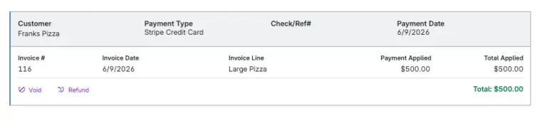 Stripe refund link Patriot accounting