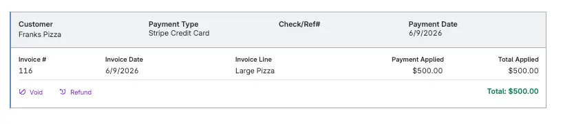 Stripe refund link Patriot accounting