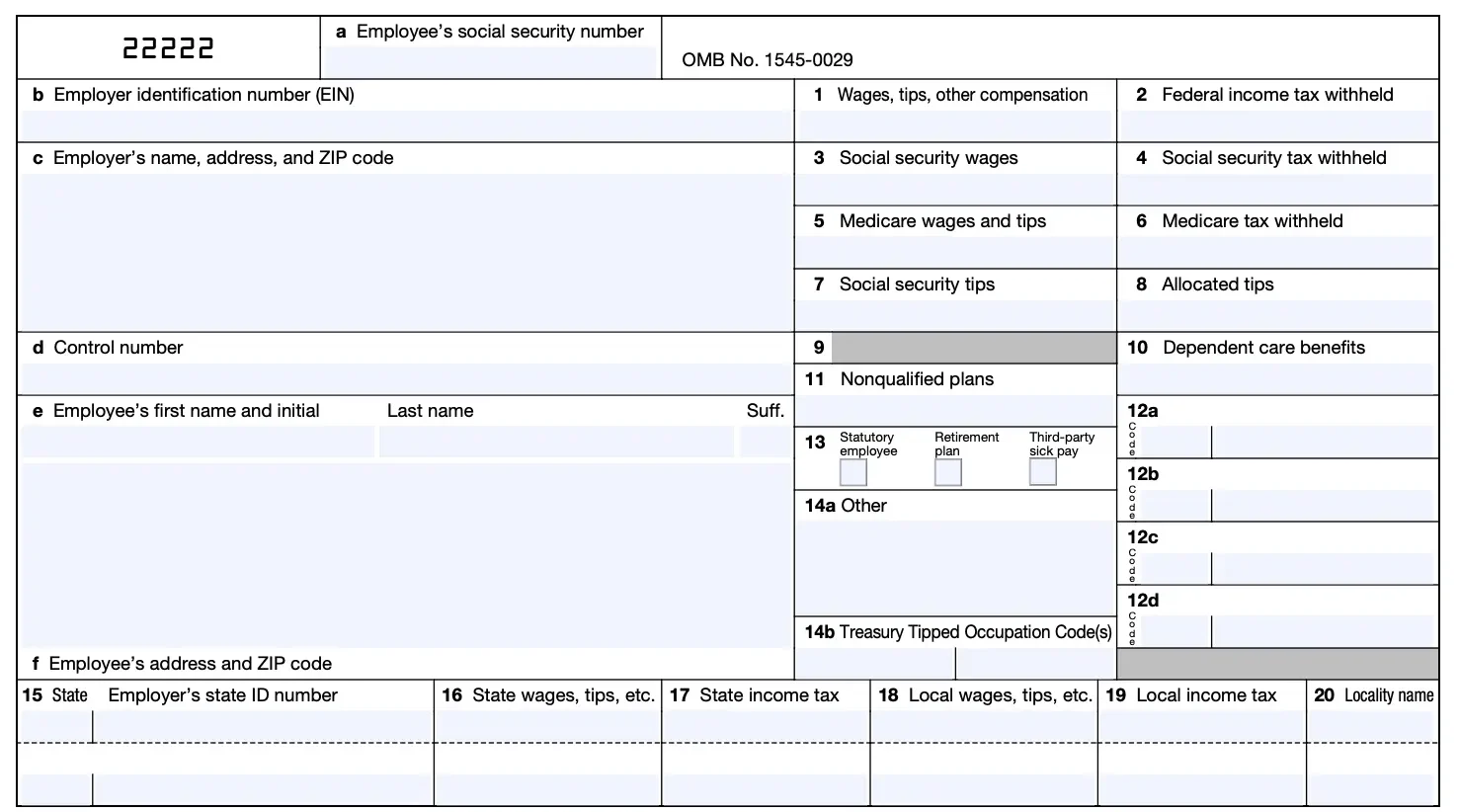 example of the W-2 form found on the IRS website 2026