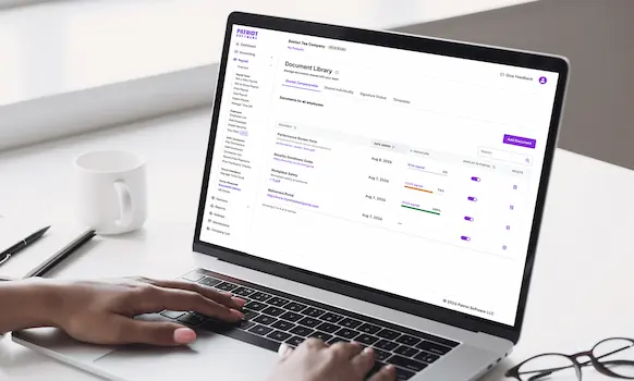Person using Patriot's Document Library in the HR software add-on.