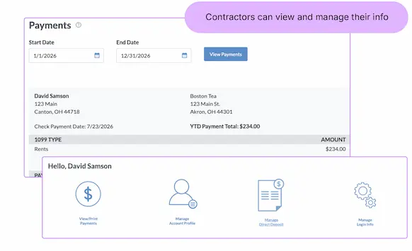 Screenshots from Patriot's contractor portal.