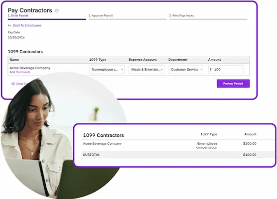 Paying contractors in payroll run